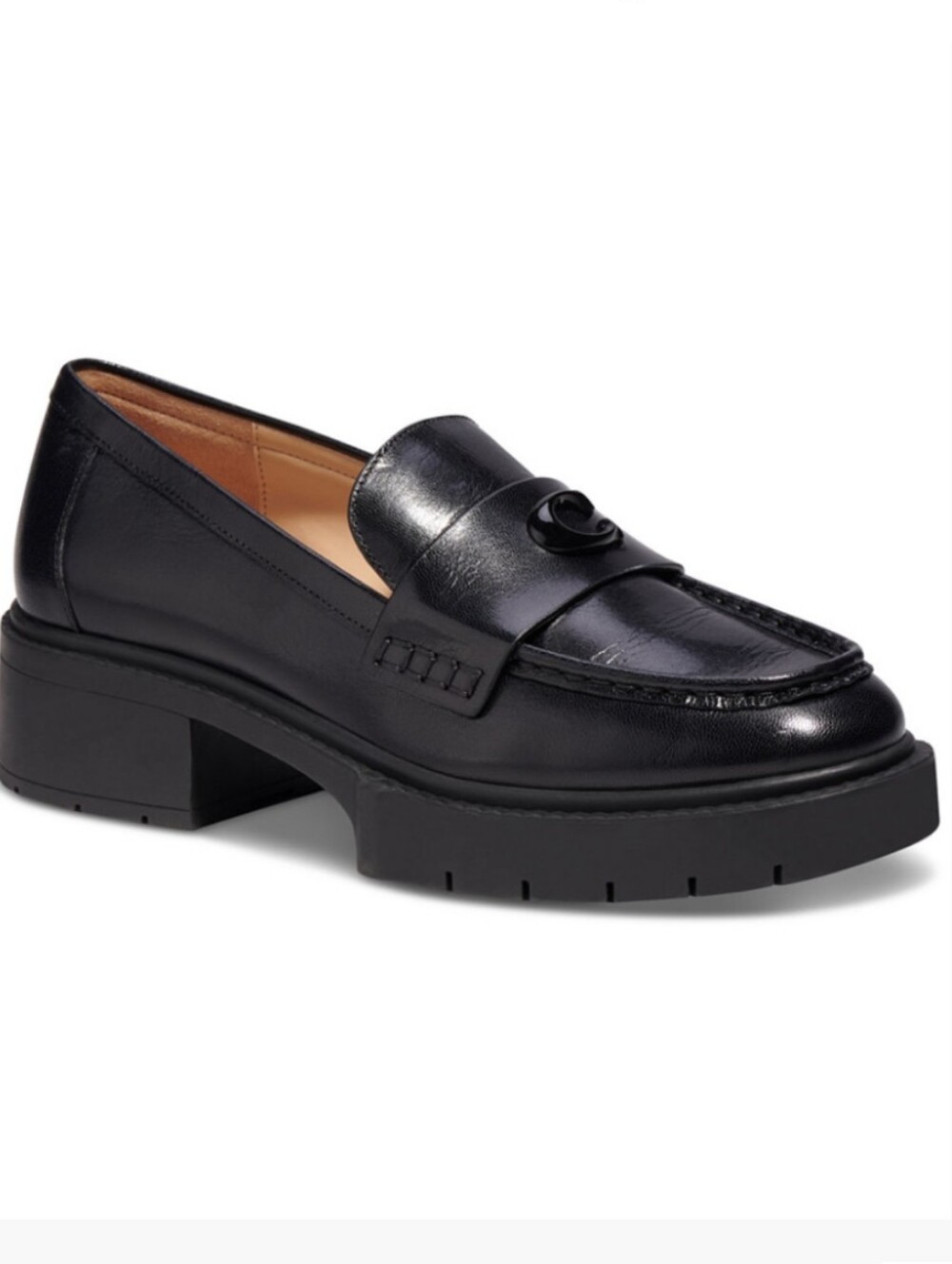 Coach Womens Leah Platform Leather Lug Sole Platform Loafers Size 8.5